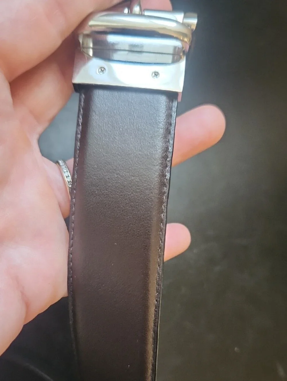Polo by Ralph Lauren Reversable Black/Brown Leather Belt with Silver-Tone Buckle